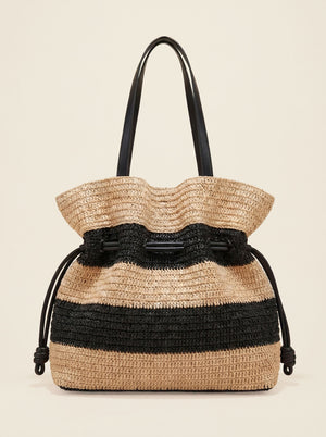 Crochet Woven Drawstring Shoulder Tote Bag