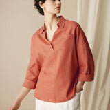 Camisa de Linho Oversized com Bolsos ELOWEN