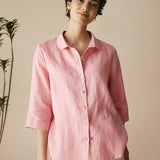 Camisa 100% Linho com Gola Peter Pan e Manga 3/4 ASTRID