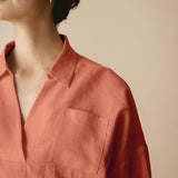 Camisa de Linho Oversized com Bolsos ELOWEN