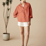 Camisa de Linho Oversized com Bolsos ELOWEN
