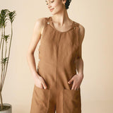 100% Linen U-Neck Short Jumpsuit KENDALL