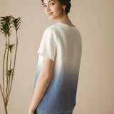 Top Boxy de Linho 100% com Decote em V e Mangas Curtas DAWN