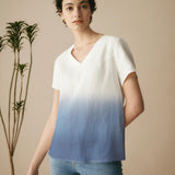 Top Boxy de Linho 100% com Decote em V e Mangas Curtas DAWN