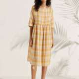Vestido Midi Evasé em Linho 100% VALENCIA