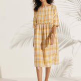 Vestido Midi Evasé em Linho 100% VALENCIA