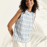 Top de Linho com Gola Drapeada JACQUELINE