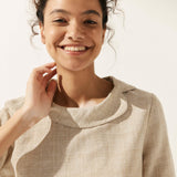 Linen Round Soft-Fold Collar Top LAURA