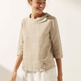 Linen Round Soft-Fold Collar Top LAURA