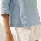 Linen Round Soft-Fold Collar Top LAURA