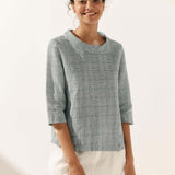 Linen Round Soft-Fold Collar Top LAURA