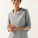 Linen Round Soft-Fold Collar Top LAURA