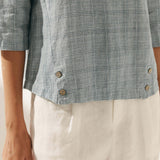 Linen Round Soft-Fold Collar Top LAURA