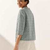 Linen Round Soft-Fold Collar Top LAURA