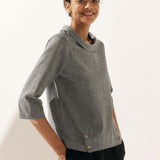 Linen Round Soft-Fold Collar Top LAURA