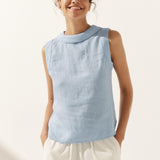 Top de Linho com Gola Drapeada JACQUELINE