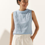 Top de Linho com Gola Drapeada JACQUELINE
