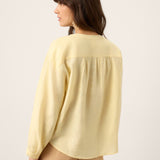 Blusa DOROTHEA com Mangas Balão Franzidas e Atacadores, 100% Linho