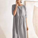 Vestido Midi Evasé em Linho 100% VALENCIA