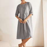 Vestido Midi Evasé em Linho 100% VALENCIA