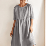 Vestido Midi Evasé em Linho 100% VALENCIA