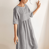 Vestido Midi Evasé em Linho 100% VALENCIA