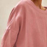 Top Aurora com Gola Bateau, Manga 3/4, Xadrez Gingham e 100% Linho