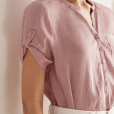 Camisa Ursula de Linho com Decote Franzido a 100%