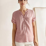 Camisa Ursula de Linho com Decote Franzido a 100%