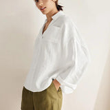 Camisa de Linho Oversized com Bolsos ELOWEN