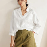 Camisa de Linho Oversized com Bolsos ELOWEN