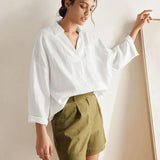 Camisa de Linho Oversized com Bolsos ELOWEN