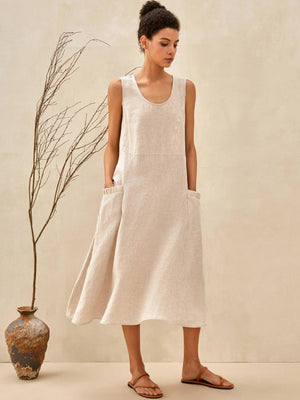 Vestido de Alças de Praia 100% Linho GIANA