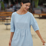 Vestido Midi Evasé em Linho 100% VALENCIA