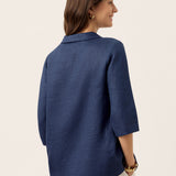 Top de Linho 100% Gola Assimétrica com Prega Invertida OTTILIE
