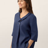 Top de Linho 100% Gola Assimétrica com Prega Invertida OTTILIE
