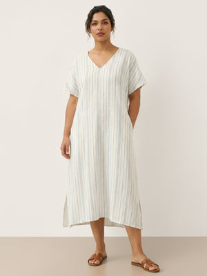 Vestido Comprido 100% Linho Atado Atrás na Cintura HANA