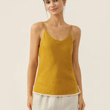 Top de Cavas em Linho com Bainha de Contas Bree