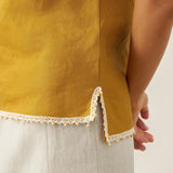 Top de Cavas em Linho com Bainha de Contas Bree