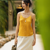 Top de Cavas em Linho com Bainha de Contas Bree