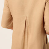 100% Linen Side-Gathered Bow Maxi Dress ESMERALDA