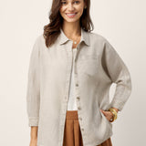 Camisa FELICITY em Linho 100% com Carcela Oculta e Bolso Aplicado