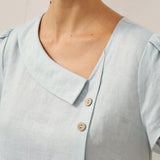 Top FARA em Linho 100% com Gola Crescente e Manga Flutter