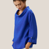 Top de linho com decote drapeado HOLLIS
