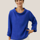 Top de linho com decote drapeado HOLLIS