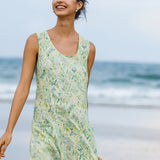 Vestido de alças com estampa floral em linho 100% LORRAINE