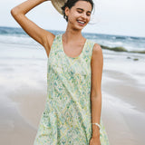 Vestido de alças com estampa floral em linho 100% LORRAINE