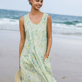 Vestido de alças com estampa floral em linho 100% LORRAINE