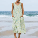 Vestido de alças com estampa floral em linho 100% LORRAINE