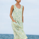 Vestido de alças com estampa floral em linho 100% LORRAINE